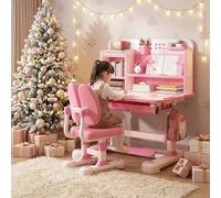 reukmuuc Ensemble de chaises de bureau pour enfants de 3 à 18 cm, hauteur réglable, bureau d'apprentissage ergonomique avec bureau de 80 cm de large, chaise à coussin avec support dorsal et correcteur