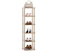 reukmuuc Étagère à chaussures en bambou, organiseur de rangement vertical étroit pour économiser de l'espace, étagère multifonction à 5 niveaux, pour entrée, placard, couloir, salle de bain, bureau,