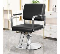 reukmuuc Fauteuil de barbier avec pompe hydraulique, hauteur d'assise réglable de 94 à 99 cm, accoudoirs confortables, capacité de 150 kg, cuir PVC pour salon et salon de coiffure Noir