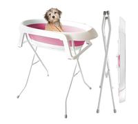 reukmuuc Station de bain surélevée pliable pour animaux de compagnie, baignoire surélevée portable pour petits chiens et chats avec tuyau de drainage et support de rangement, baignoire en plastique de