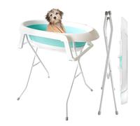 reukmuuc Station de bain surélevée pliable pour animaux de compagnie, baignoire surélevée portable pour petits chiens et chats avec tuyau de drainage et support de rangement, baignoire en plastique de