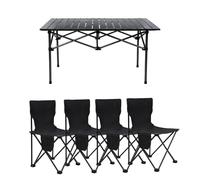 reukmuuc Table de camping pliante en aluminium, ensemble de chaises de camping portables en tissu Oxford, cadre en métal pliable et tissu Oxford imperméable, installation facile pour terrasse, piscine