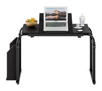 reukmuuc Table de lit pour lit et canapé, bureau de lit mobile réglable en hauteur avec étagère latérale, capacité de charge de 158,8 kg, table de chevet pour ordinateur portable pour la maison