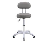 reukmuuc Vanity Chair with Backrest, Adjustable Height Rolling Stool, 360 Degree Swivel Faux Leather Office Desk Chair, Ergonomic Armless Computer Seat for Bedroom Home Gris foncé