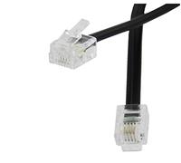 Reulin 3M Câble Plat Pour Téléphone et Internet Haut Débit, 3 M Fil Pour Modem Vers Prise RJ11 ou Microfiltre, Filtre ADSL 2+/Fibre Optique 6/4 Pour Connexion Internet Rapide (Noir, 3 Mètres)