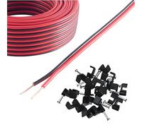 Reulin Câble haut-parleur à fils torsadés, câble haut-parleur plat pour home HiFi/Car-Audio 0,75mm² 24x0,2 CCA avec pinces (Noir et Rouge, 10 Mètres)
