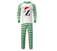Réunion de famille de Noël avec impression 26 lettres, pyjama familial 4 pièces pour des jours de fête confortables et des moments spéciaux, vert, XL