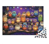 Réunion Nocturne des hiboux 1000 Pièce Papier Écologique Puzzle Classique Collecteurs Jeu Stimulant Décompression Cadeaux 52x38cm/1000pcs