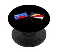Réunion Seychelles Drapeaux Croisés Réunionnais Seychellois PopSockets PopGrip Adhésif
