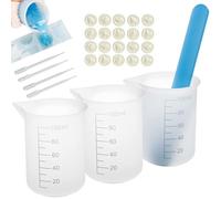 Reusable 100ml Silicone Resin Measuring Cups For Craft Mixing | Reusable 100ml Silicone Measuring Cups With Mixing Sticks, Droppers And Finger Cots For Epoxy Resin, Mold, Jewelry, Wax