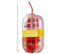 Reusable 2 in 1 Water Bottle, Ice Tray Bottle, 8.66x4.33x2.76 Inches Bottles with Press Release Feature, Hydration Bottlee, Ice Water Bottles with Straw, Drink Accessory for Home and Camping