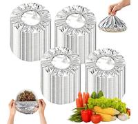 Reusable Aluminum Foil Insulation Cover, Elastic Foil Food Covers for Kitchen, Heat-Retaining Aluminium Food Covers, Adjustable Tin Foil Bowl Covers for Fresh Keeping (200 Pcs)