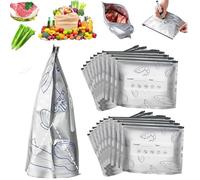 Reusable Aluminum Foil Sealable Bags , Resealable Vacuum Zipper with Label for Organized Food Storage ,Meat Preservation , Featuring Stand-Up Bottom . (20pcs,Medium)