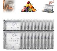 Reusable Aluminum Foil Sealable Storage Bags - Ziplock Bag with Vacuum Zipper Seal, Stand Up Design and Label for Freezer of Vegetables, Fruits, Meat (M,10Pcs)