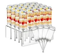 Reusable Cake Push Pop, Clear Dessert Container Set, Push Up Cake Mold with Food Safe Feature, Portable Cupcake Holder with Transparent Lid, Dessert Packaging with Design Cakes Pop Container for Home