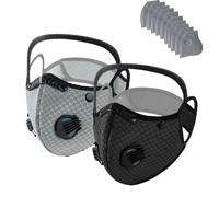 Reusable Carbon Filter Dust Mask with Eye Protection Goggles, Adjustable Dust Face Mask with Replaceable Filters, Face and Eye Coverage for Woodworking, Construction, Cycling and Outdoor Work (J)