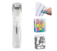 Reusable Creative Stapler Agrafeuse sans agrafes avec 100 agrafes réutilisables Ensemble pratique polyvalent pour le bureau et la maison Respectueux de l'environnement (blanc)