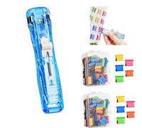 Reusable Creative Stapler Agrafeuse sans agrafes, avec 100 agrafes réutilisables, support Push Clamp Stapler Stapler Set de mini agrafes, réutilisables et créatives (bleu)