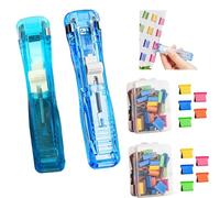 Reusable Creative Stapler Agrafeuse sans agrafes, avec 100 agrafes réutilisables, support Push Clamp Stapler Stapler Set de mini agrafes, réutilisables et créatives (vert + bleu)