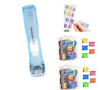 Reusable Creative Stapler Agrafeuse sans agrafes, avec 100 agrafes réutilisables, support Push Clamp Stapler Stapler Set de mini agrafes, réutilisables et créatives (bleu ciel)