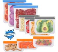 Reusable Freezer Bags,Refrigerator Freezer Bags,Bpa Free Food Bag For Marinades And Travel-3 Gallon,4 Sandwiches,3 Snacks Colour (Pack Of 10)