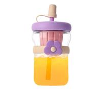 Reusable Glass Bottles | 500ml Glass Bottle Clear Drinking Cups,Reusable Leak Proof Jug Coffee Cups | For Beverage Travel Camping Gym School Office Sports Home Kids Women Birthday And Others