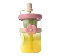 Reusable Glass Bottles | 500ml Glass Bottle Clear Drinking Cups,Reusable Leak Proof Jug Coffee Cups | For Beverage Travel Camping Gym School Office Sports Home Kids Women Birthday And Others