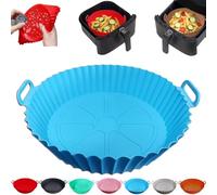 Reusable Heat-Resistant Baking Tray, Emboadlie Essential Kitchen Tool Red Silicone Cake Oven Liner for Air Fryer, Food Grade Silicone, Easy to Clean, 8 Inches Baking Mats (Blue)