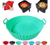 Reusable Heat-Resistant Baking Tray, Emboadlie Essential Kitchen Tool Red Silicone Cake Oven Liner for Air Fryer, Food Grade Silicone, Easy to Clean, 8 Inches Baking Mats (Green)