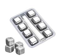 Reusable Ice Cubes - 8 Piece Metal Chilling Whiskey Stones Set | Stainless Steel Refreezable Ice Cubes | Non Diluting Drink Chillers For Whiskey Bourbon Vodka Gin Liqueur Wine Beer Coffee Juice Soda