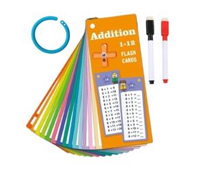 Reusable Math Multiplication Flash Cards - 14-Piece Educational Learning Ca | Wipe-Clean Erasable for Repeated Practice, 14-Piece Multiplication Learning Set for Kids, Engaging and Colorful Illus