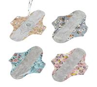 Reusable Menstrual Pads - 4 Pack Cotton Sanitary Pads | Breathable Washable Panty Liners For Daily Use Period And Postpartum, Leak-Proof Menstrual Cloth Pad For Travel Work And Sleep S/M Sizes