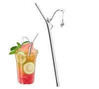 Reusable Metal Straws, Portable Drinking Accessory Set, 8.66x3.15 Inch Kit with Fishing Design, Stainless Steel Beverage Straw, Eco Friendly Tool with Creative Style, Travel Vital for Camping Hiking