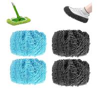Reusable Mop Pads, 2025 New Reusable Microfiber Mop Pads, Washable Dry Sweeping Cloths, Wet Mopping Cloths Mops Head Replacement Refills for Hardwood Surface Floor Cleaning (Black+Blue 4pcs,Large)