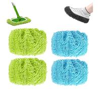 Reusable Mop Pads, 2025 New Reusable Microfiber Mop Pads, Washable Dry Sweeping Cloths, Wet Mopping Cloths Mops Head Replacement Refills for Hardwood Surface Floor Cleaning (Yellow+Blue 4pcs,Small)