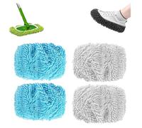 Reusable Mop Pads, 2025 New Reusable Microfiber Mop Pads, Washable Dry Sweeping Cloths, Wet Mopping Cloths Mops Head Replacement Refills for Hardwood Surface Floor Cleaning (Blue+White 4pcs,Small)