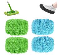Reusable Mop Pads, 2025 New Reusable Microfiber Mop Pads, Washable Dry Sweeping Cloths, Wet Mopping Cloths Mops Head Replacement Refills for Hardwood Surface Floor Cleaning (Blue+Green 4pcs,Large)