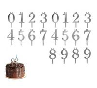 Reusable Number Birthday Candle Holder Set, 0-9 Number for Cake Topper, Cake Digits Toppers Decorations, Adjustable Candles Stand, Party Cakes Accessories (Sliver)