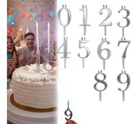 Reusable Number Birthday Candle Holder Set, Digital Birthday Cake Candle Holder Set,Adjustable Candles Stand Reusable Number Candles Holders, Party Cakes Accessories (Silver*1PCS)