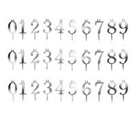 Reusable Number Birthday Candle Holder Set, Digital Birthday Cake Candle Holder Set, Number Candles Holders Sets, for Wedding, Birthdays Party, Anniversary (Silver,3pcs)