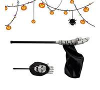 Reusable skeleton hand candy bag with handle holds treats, toys and snacks