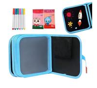 Reusable Sketchpad - Washable Doodle Board, Erasable Art Folder, Twelve Colored Markers, Creative Coloring Canvas, Early Learning Supplies, Large Purple Case For Kids Classroom Play