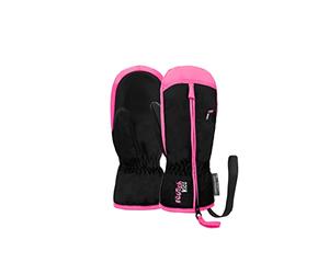 Reusch Ben Mitten Mitaines d'hiver Extra Chaudes et Douces pour Enfants et bébés Filles et garçons avec Une Fermeture éclair, Noir/Rose, II (Environ 2-3 Ans)