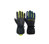 Reusch Snow King, Gants de Ski Unisexes, Softshell, garantis Coupe-Vent et Extra-Respirants, Gants de Neige et Gants d'hiver pour Les Femmes et Les Hommes, Noir-Bleu-Jaune, 8,5