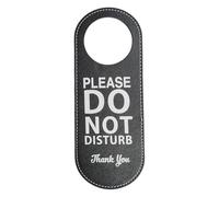 Reuseable Soft PU Leather Knock Please Hanging Sign for Meeting Room Privacy Reversible Do Not Disturb Office Door Knock Please Door Hanger