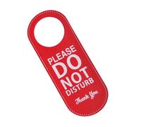Reuseable Soft PU Leather Knock Please Hanging Sign for Meeting Room Privacy Reversible Do Not Disturb Office Door Knock Please Door Hanger