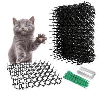 Réutilisable Barriere Anti Chat,Universel Tapis Répulsif Chat,Tapis Anti-Chat avec Pointes avec 8 Chevilles en U et 20 Attaches en Plastique pour Intérieur Extérieur,12PCS Taille 15×20 cm