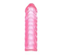 Réutilisable pénis canule extenseur super doux extension sex toy super élastique silicone coloré pénis canule extenseur tube bite agrandir préservatif gaine Delay toy (Couleur rose1)