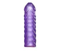 Réutilisable pénis canule extenseur super doux extension sex toy super élastique silicone coloré pénis canule extenseur tube bite agrandir préservatif gaine Delay toy (La couleur violette1)