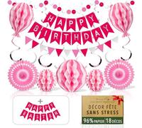 Réutilisable Rose et Platine Kit Anniversaire Fille - Décoration Anniversaire Princesse en Papier avec Guirlande, Fanion, déco anniversaire femme et enfantn di Itsy Bitsy Party Co.